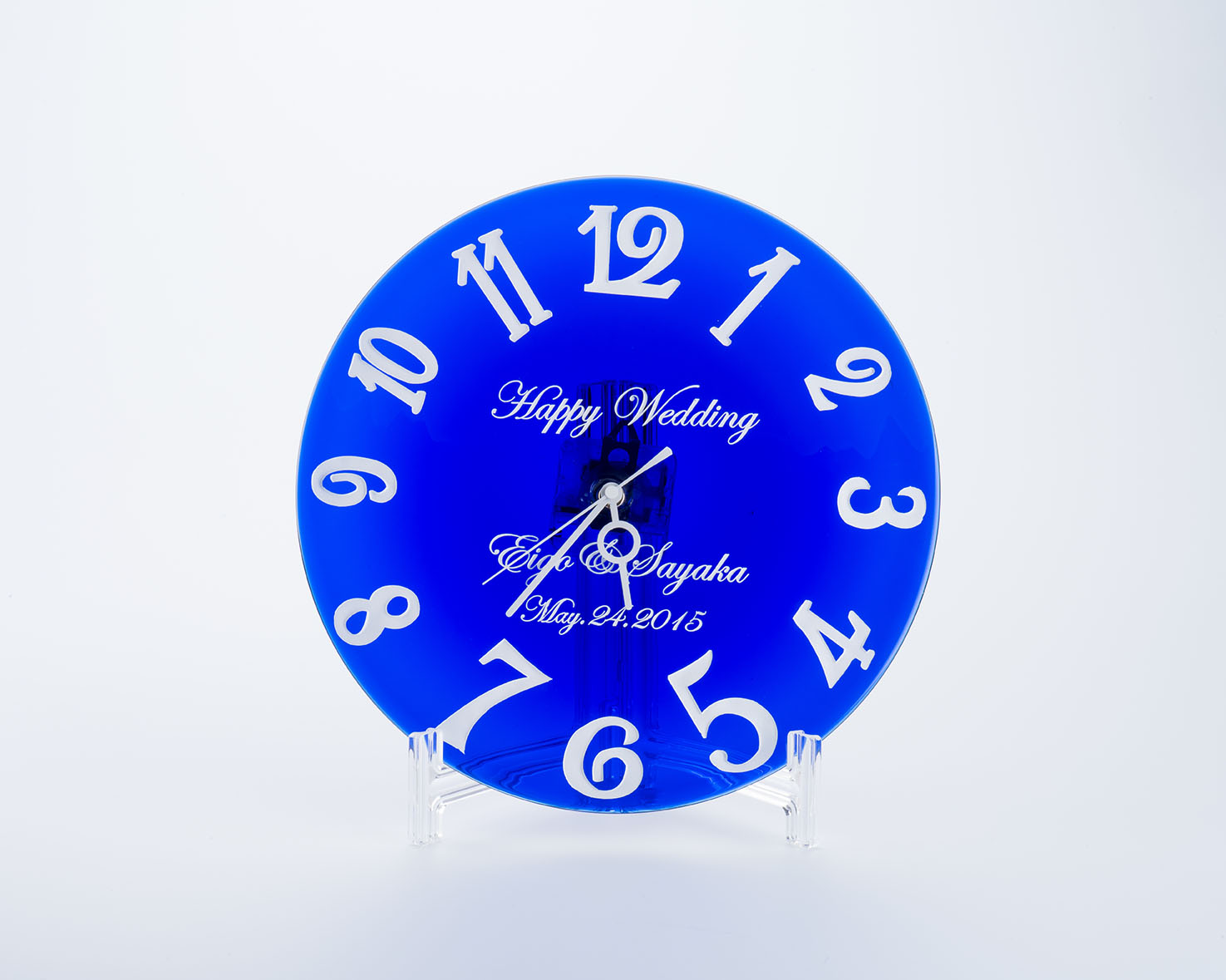 琉球ガラス大皿時計（青）